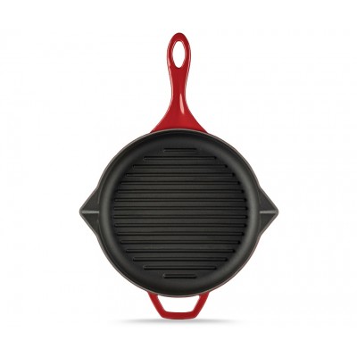 Emaillierte grillpfanne Gusseisen Hosse, Rubin, Ф28cm - Kochgeschirr aus rotem Gusseisen