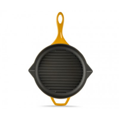 Emaillierte grillpfanne Gusseisen Hosse, Dijon, Ф28cm - Gelbes Kochgeschirr aus Gusseisen