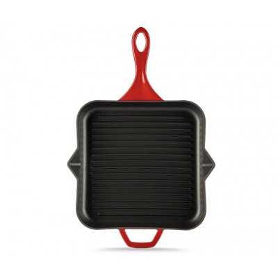 Emaillierte grillpfanne Gusseisen Hosse, Rubin, 28x28cm - Kochgeschirr aus rotem Gusseisen