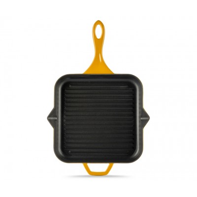 Emaillierte grillpfanne Gusseisen Hosse, Dijon, 28х28cm - Gelbes Kochgeschirr aus Gusseisen