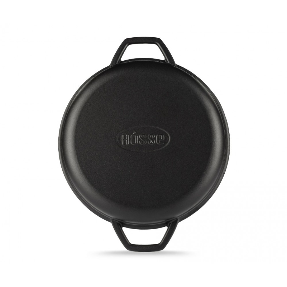 Emaillierte grillpfanne Gusseisen Hosse, Black Onyx, Ф22cm | Flache Gusseisenpfanne | Gusseisenpfanne |