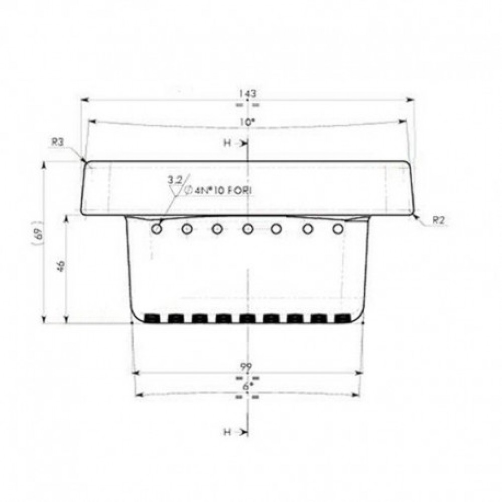 Gusseiserne Brennschale / Brennertopf für Pelletofen Ecoteck, Ravelli und andere, 143x106mm | Brennschale / Brennertopf Pelletofen | Pelletofen Ersatzteile |