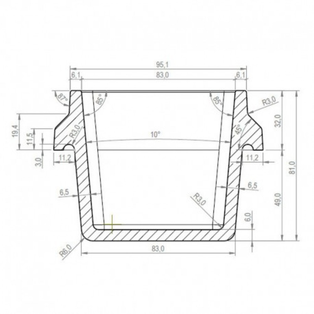 Gusseiserne Brennschale / Brennertopf für Pelletofen Arce und andere, 95x70mm | Brennschale / Brennertopf Pelletofen | Pelletofen Ersatzteile |