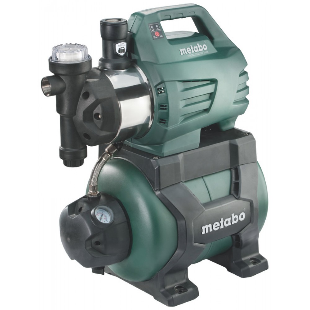 Einphasige Hydrophor - Pumpe METABO HWWI 3500/25 INOX, Leistung 1100 W, Fördermenge 3500 l/h, Kesselvolumen 24 l, Förderhöhe 45 m | Hydrophor | Wasserpumpen |
