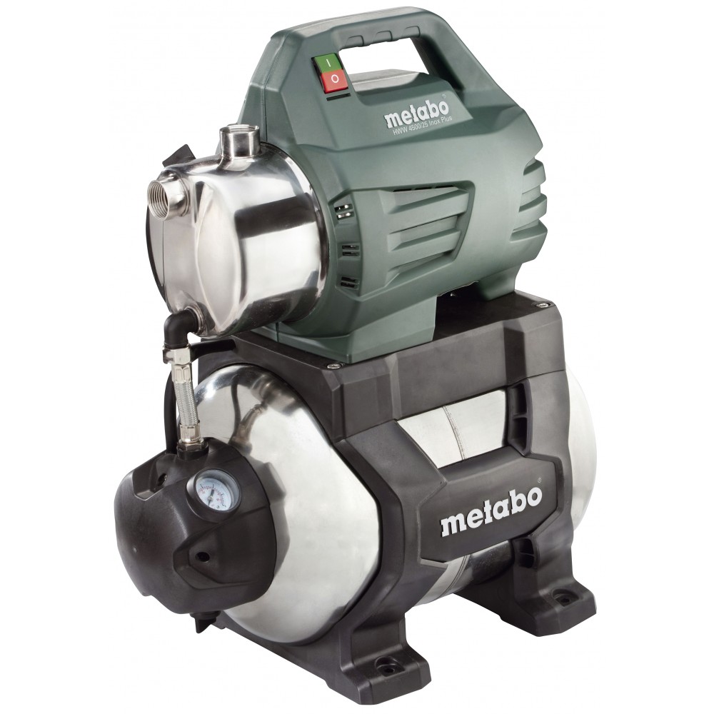 Einphasige Hydrophor-Pumpe METABO HWW 4500/25 INOX PLUS, Leistung 1300 W, Fördermenge 4500 l/h, Förderhöhe 48 m, Kesselvolumen 24 l | Hydrophor | Wasserpumpen |