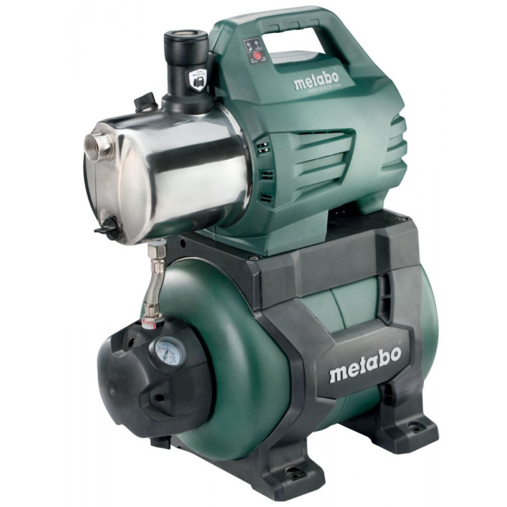 Einphasige Hydrophor-Pumpe METABO HWW 6000/25 INOX, Leistung 1300 W, Fördermenge 6000 l/h, Förderhöhe 55 m, Kesselvolumen 24 l | Hydrophor | Wasserpumpen |