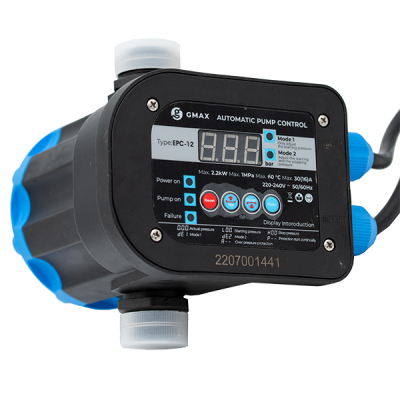Druckschalter EPC-12 mit Digitalanzeige und einstellbaren Schwellenwerten Gmax – Größe 1", Leistung 2,2 kW, Frequenz 50–60 Hz, Spannung 220–240 V - Zentralheizung