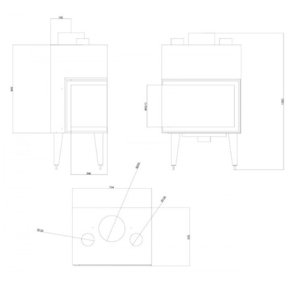 Kamineinsatz, Kamin Balkan Energy ATS STABLE AIR CORNER 700, mit Luftkanälen, links, 14.01kW | Kamineinsatz | Kamin |