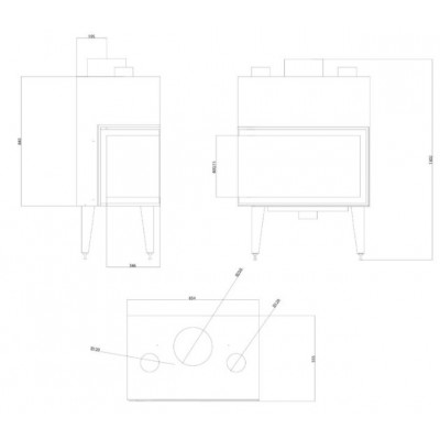 Kamineinsatz, Kamin Balkan Energy ATS STABLE AIR CORNER 800, mit Luftkanälen, links, 15.15kW - Produktvergleich