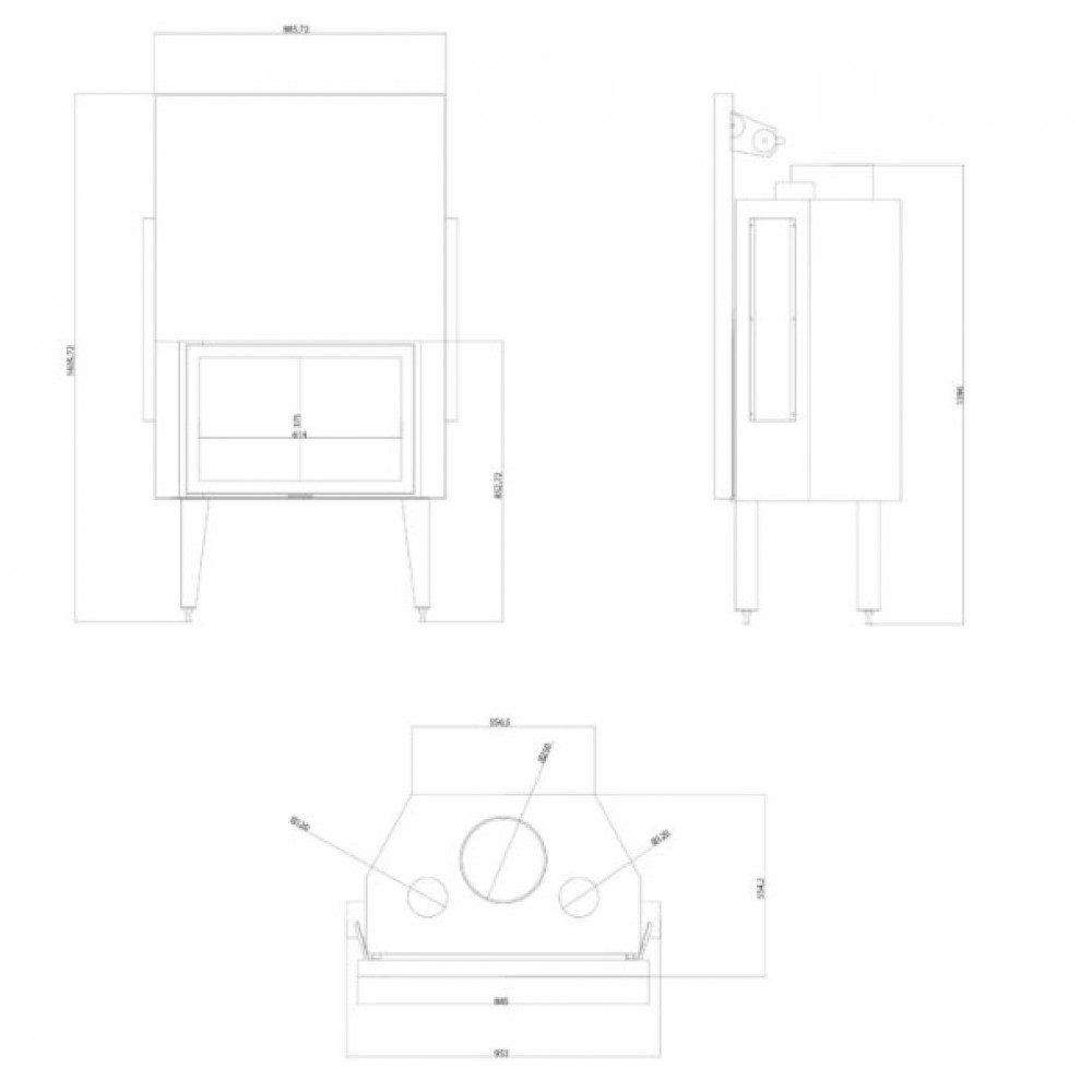 Kamineinsatz, Kamin Balkan Energy ATS STRAIGHT AIR 800, mit Luftkanälen, 15.95kW | Kamineinsatz | Kamin |