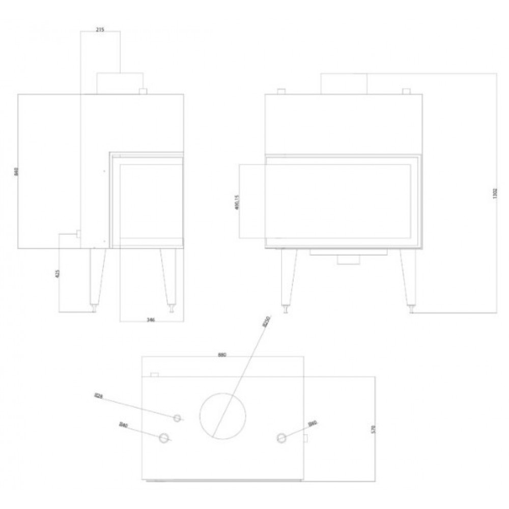 Kamineinsatz Wasserführend Balkan Energy ATS STABLE HYDRO CORNER 800, rechts, 24.58kW | Kamineinsatz | Kamin |