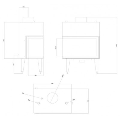 Kamineinsatz Wasserführend Balkan Energy ATS STABLE HYDRO CORNER 800, links, 24.58kW - Produktvergleich