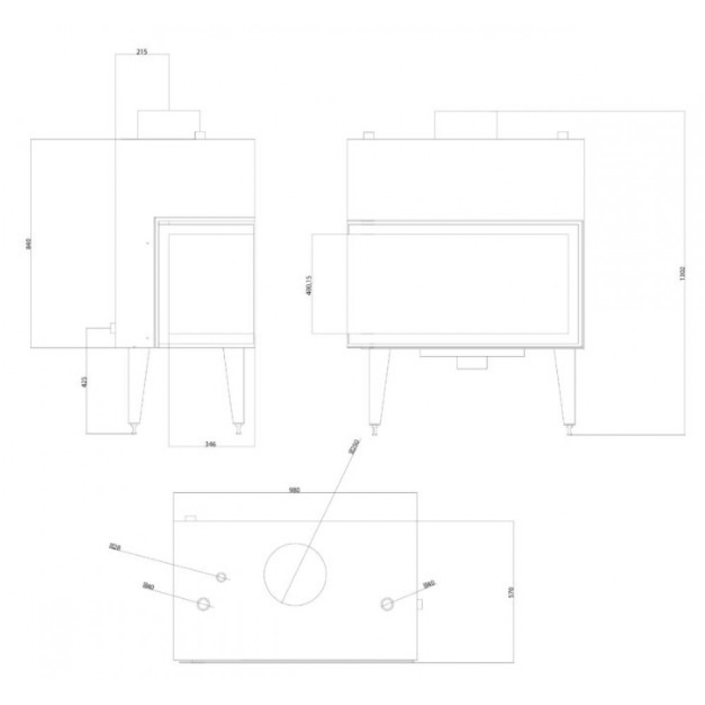 Kamineinsatz Wasserführend Balkan Energy ATS STABLE HYDRO CORNER 900, rechts, 27.23kW | Kamineinsatz | Kamin |