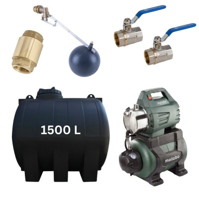 Kit „Trinkwasser 1500L“ mit Wassertank Mavil (schwarz, horizontal) und Hauswasserwerk Metabo - Produktvergleich
