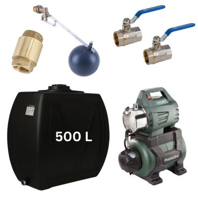 Kit „Trinkwasser 500L“ mit Wassertank Narrow Mavil (Schwarz) und Hauswasserwerk Metabo - Produktvergleich