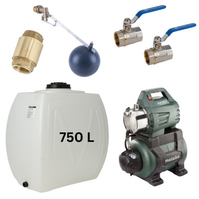 Kit „Trinkwasser 750L“ mit Wassertank Narrow Mavil (weiß) und Hauswasserwerk Metabo - Produktvergleich