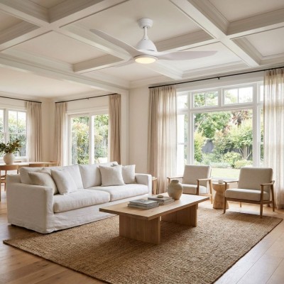 Deckenventilator mit LED-Beleuchtung und Fernbedienung Balkan Energy FANKVWH20G, Ф132, DC40W - Ventilatoren