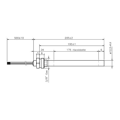Glühzünder / Zünder für Pelletofen Clam, Gesamtlänge 205mm, 400W - 2 Stk. - 