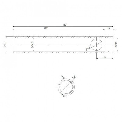 Rohr für Pelletofen-Glühzünder / Zünder, Durchmesser 19mm, Länge 147mm, Gewinde 3/8" - Glühzünder Pelletofen