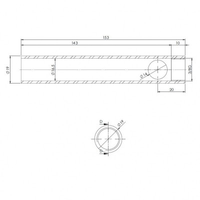 Rohr für Pelletofen-Glühzünder / Zünder, Durchmesser 19mm, Länge 153mm, Gewinde 3/8" - Glühzünder Pelletofen