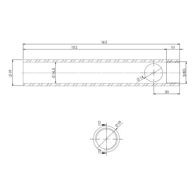 Rohr für Pelletofen-Glühzünder / Zünder, Durchmesser 19mm, Länge 162mm, Gewinde 3/8" - Glühzünder Pelletofen