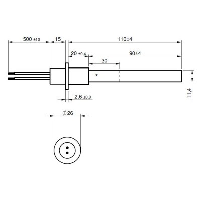 Glühzünder / Zünder mit schwarzem Quarzkristall für Pelletofen Ravelli, Anselmo Cola, Moretti Design, Opera, Karmek One und weitere, Gesamtlänge 125mm, 330W - Glühzünder Pelletofen
