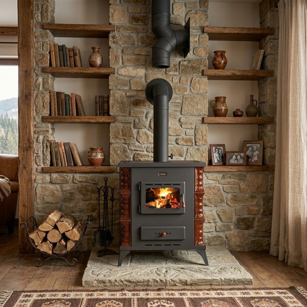 Kaminofen, Holzofen Prity, Modell K RK Maro, 10kW, Keramikverkleidung, Füße | Holzofen | Kaminofen |