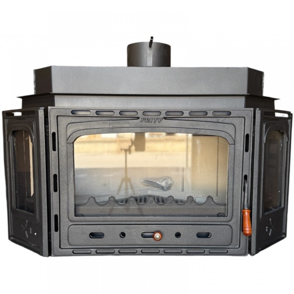 Kamineinsatz, Kamin Prity, Modell ATC, Leistung 14.2kW, Eckplatzierung, Gusseisentür, Panoramablick | Kamin | Kamineinsatz |