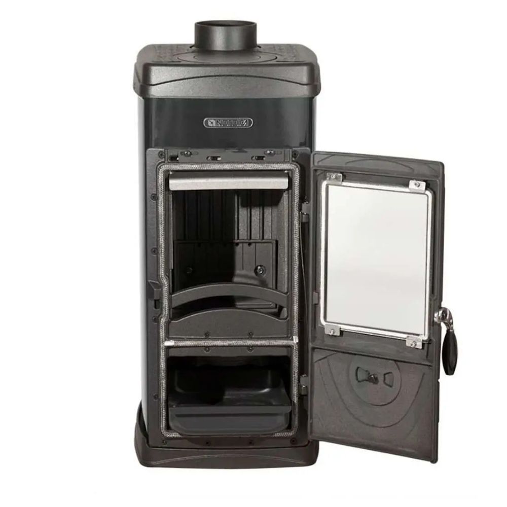 Italienischer Kaminofen Gusseisen La Nordica Super Junior Schwarz, 5.7kW |  |  |