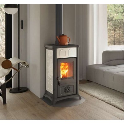 Italienischer Kaminofen, Holzofen La Nordica Gemma Weiß, 6.5kW - La Nordica