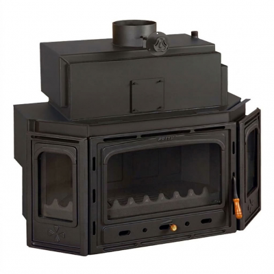 Kamineinsatz Wasserführend Prity, Modell TC W28, Leistung 33.3kW, Gusseisentür, Panoramablick - Produktvergleich