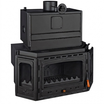 Kamineinsatz Wasserführend, Kamin Prity, Modell TC W35, Leistung 40kW, Gusseisentür, Panoramablick - Produktvergleich