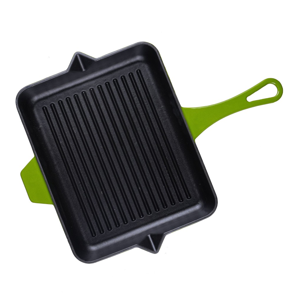 Emaillierte grillpfanne Gusseisen Hosse, Bamboo, 26x32cm | Grillpfanne Gusseisen | Gusseisenpfanne |