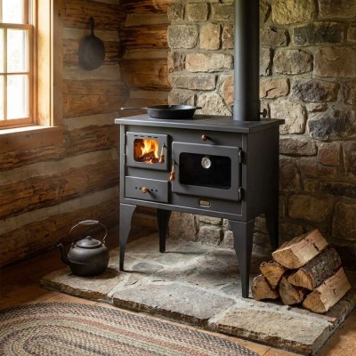 Küchenofen / Küchenhexe Prity mit Backofen und Kochplatte, Modell 1P34L, Leistung 10.1kW, Füße - Küchenofen / Küchenhexe Prity