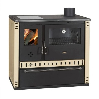 Kaminofen, Holzofen mit Backfach Prity GT D mit Glaskeramik-Kochfeld und Edelstahl-Backfach, Elfenbein, 10,9 kW - Produktvergleich
