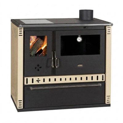 Kaminofen, Holzofen mit Backfach Prity GT D mit Glaskeramik-Kochfeld und Stahl-Backfach, Elfenbein, 10,9 kW - Produktvergleich