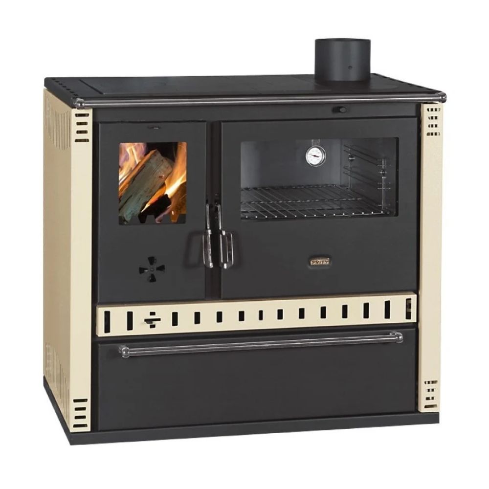 Wood Cooker Stove Prity GT D with Steel Hob and Stainless Steel Oven, Ivory, 10.9kW |  |  |
