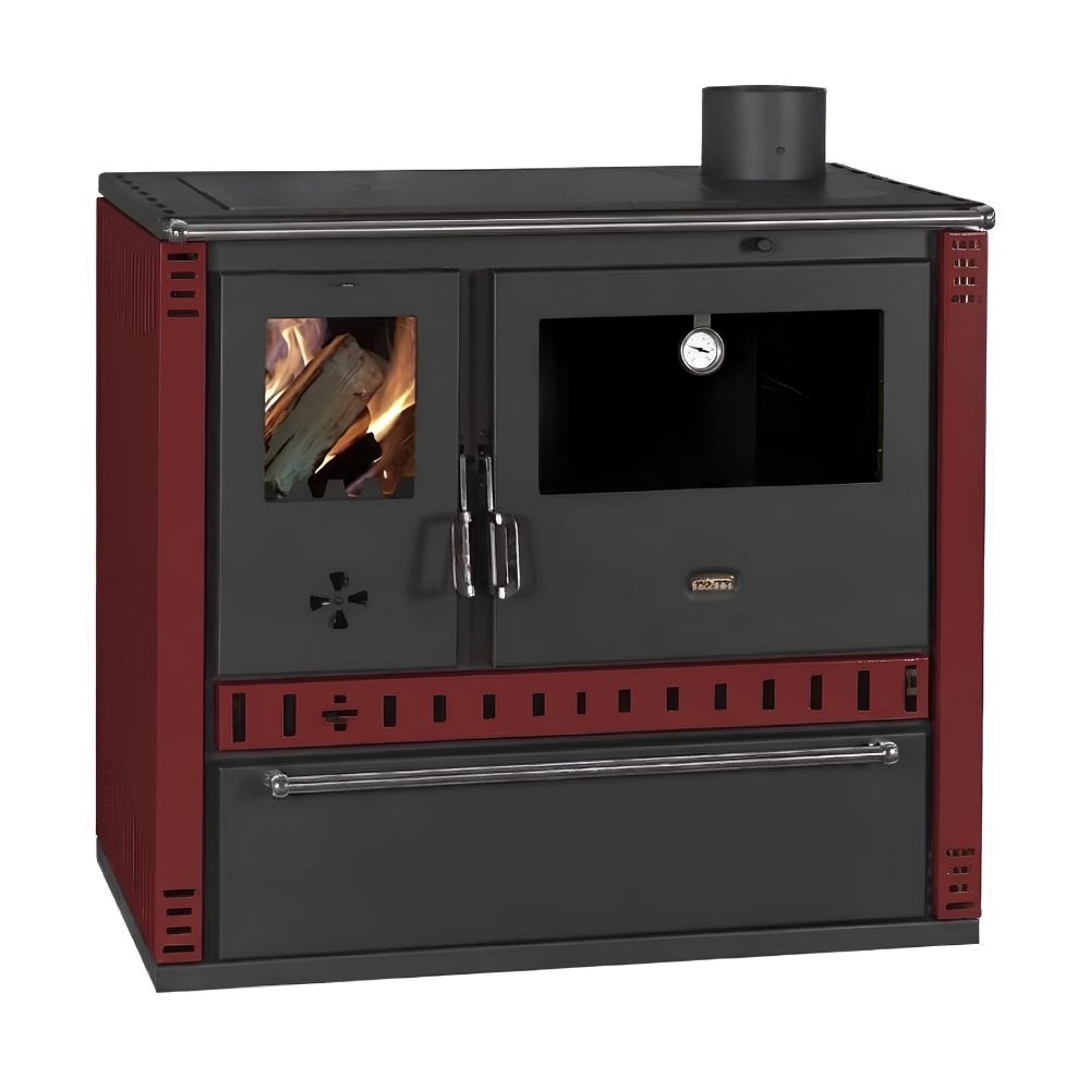 Wood Cooker Stove Prity GT D with Steel Hob and Steel Oven, Burgundy, 10.9kW |  |  |