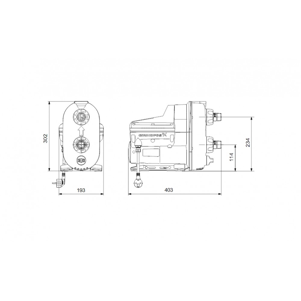 Hydrophor-System Grundfos SCALA2 3-45, Leistung 550 W, Fördermenge 3 m³/h, Förderhöhe 45 m, Druck 10 bar | Hydrophor | Wasserpumpen |