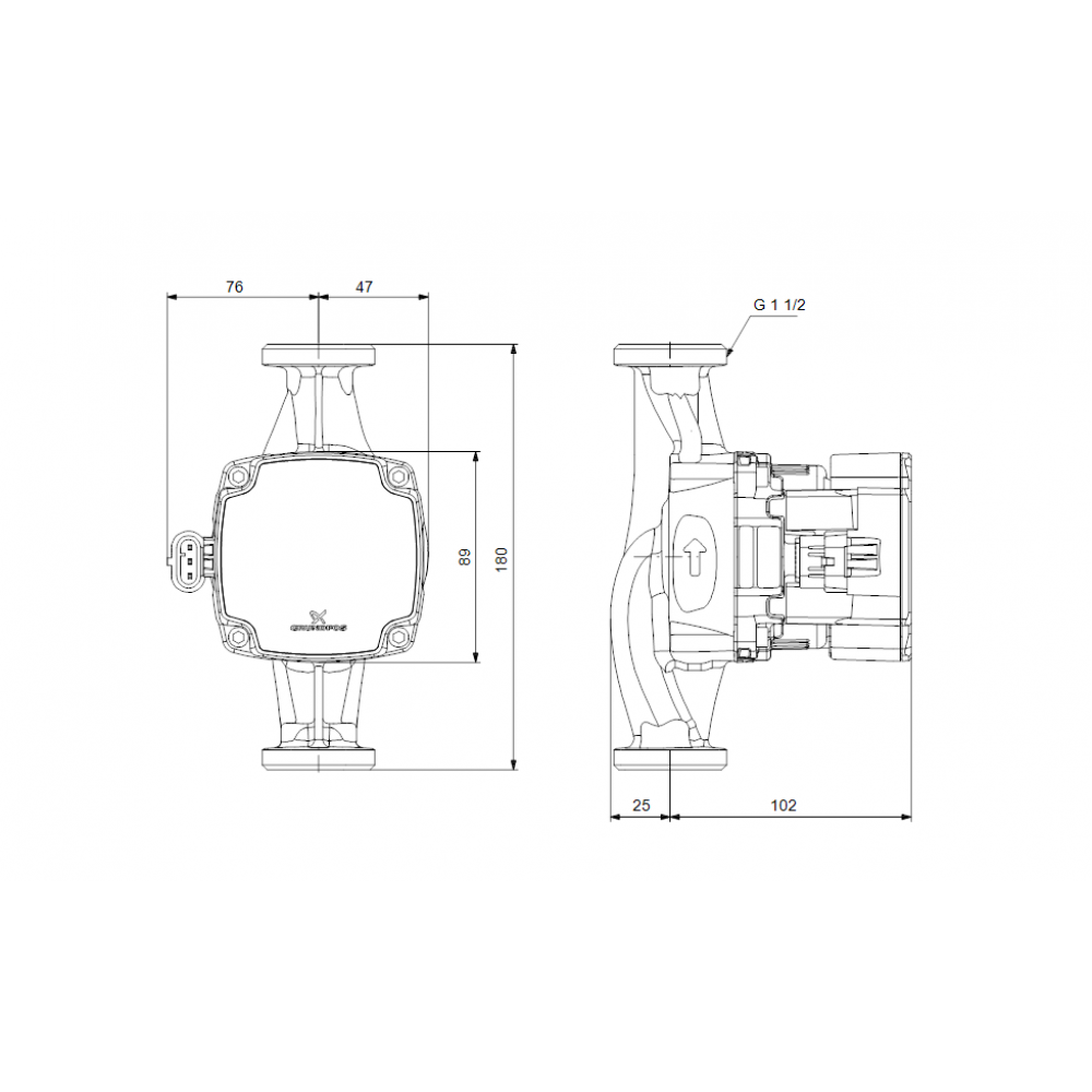 Umwälzpumpe Grundfos ALPHA1 32-60 180, Förderhöhe 3.06 m, Fördermenge 2.28 m³/h, Leistung 45 W | Umwälzpumpen | Wasserpumpen |