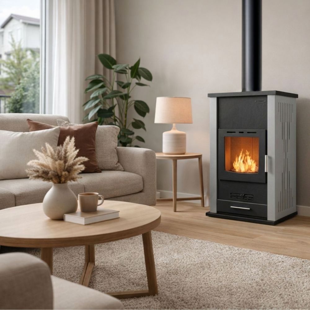 Kaminofen, Holzofen Wasserführend Velmora Fire ATS HYDRO Grau, 33kW | Holzofen | Kaminofen |