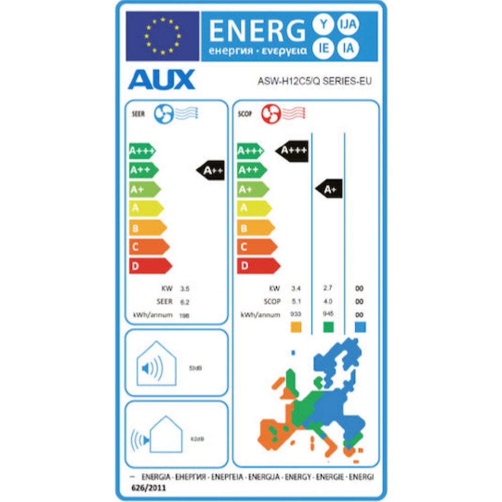 Inverter Klimaanlage mit WiFi AUX, 12000 BTU |  |  |