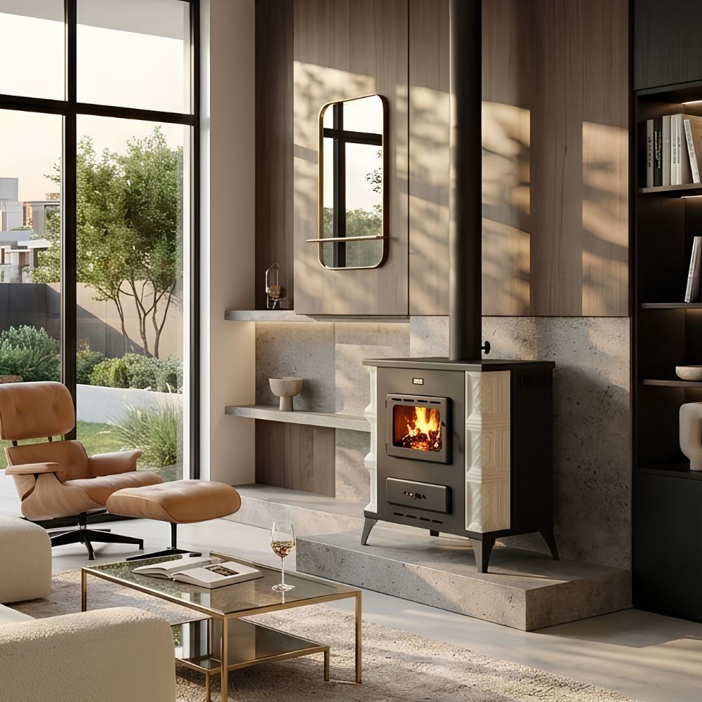 Kaminofen, Holzofen Prity, Modell K RK Alba, 10kW, Keramikverkleidung, Füße | Holzofen | Kaminofen |