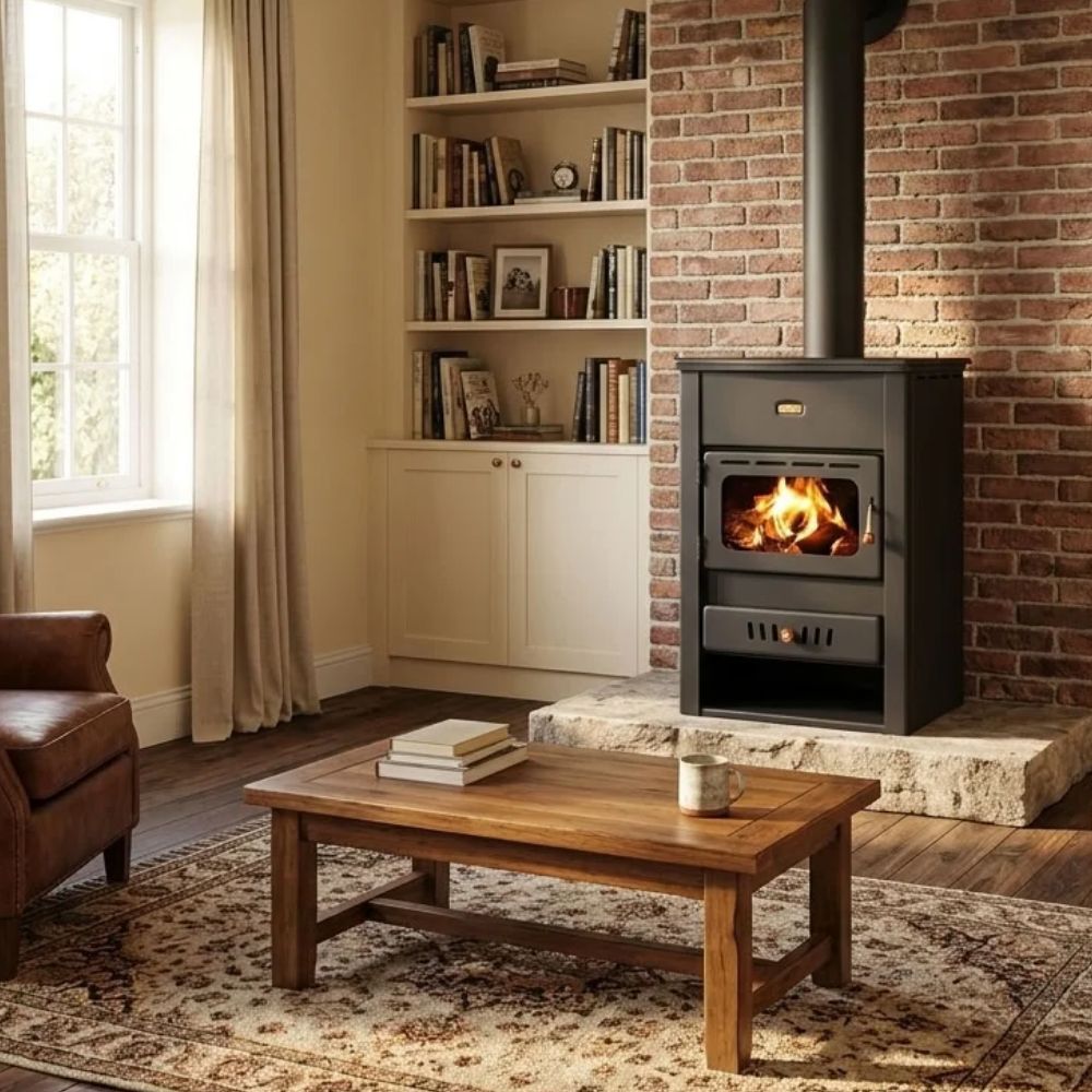 Kaminofen, Holzofen Prity, Modell K2 CP, Obere Platte aus Gusseisen, Leistung 10.4kW | Kaminofen Gusseisen | Kaminofen |