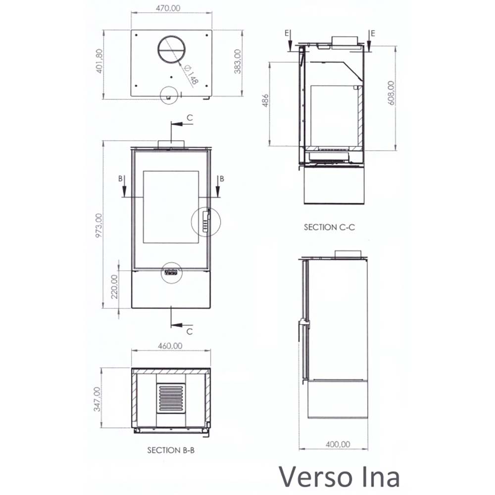 Kaminofen, Holzofen Verso Ina, Leistung 7.5kW | Holzofen | Kaminofen |