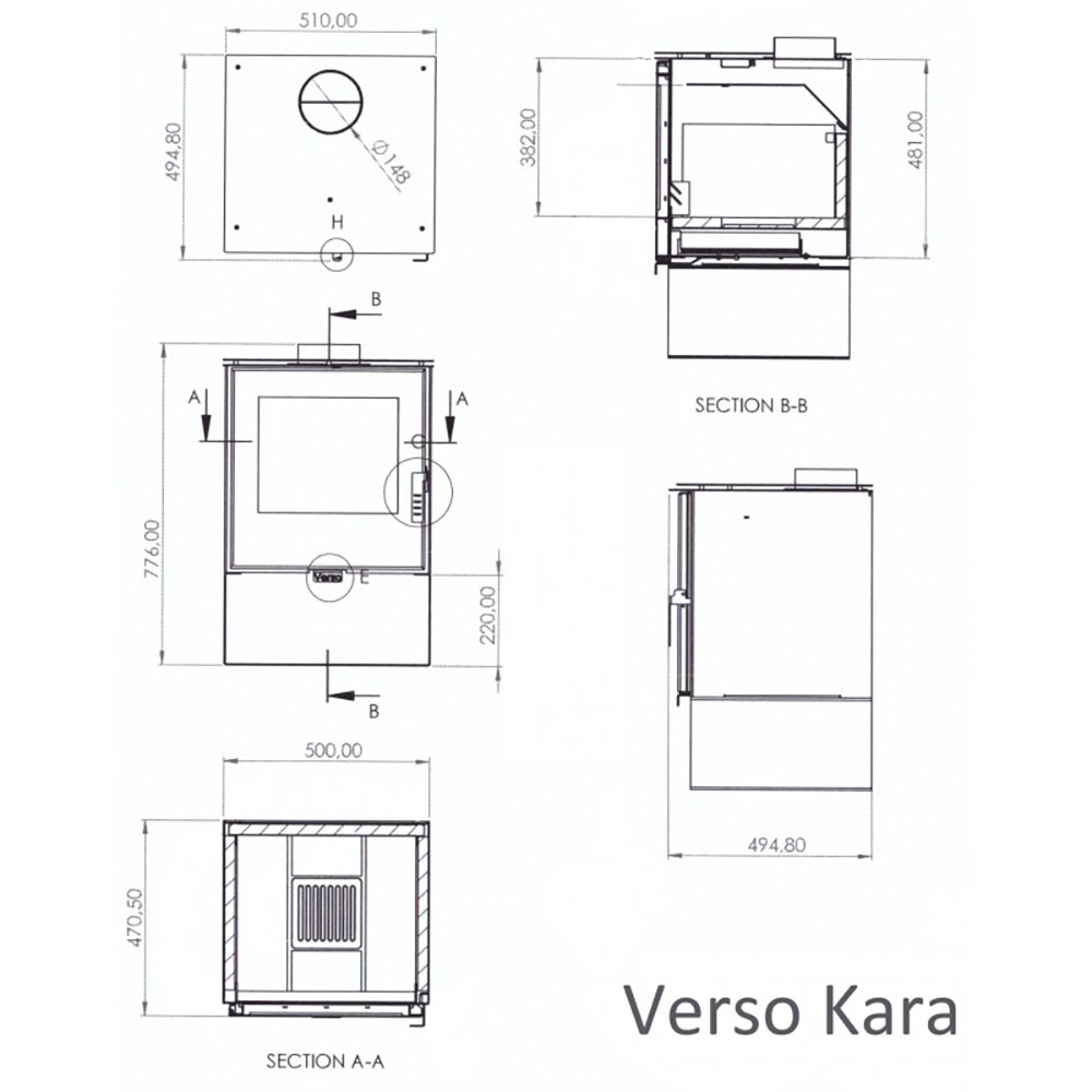 Kaminofen, Holzofen Verso Kara, 7.5kW | Holzofen | Kaminofen |