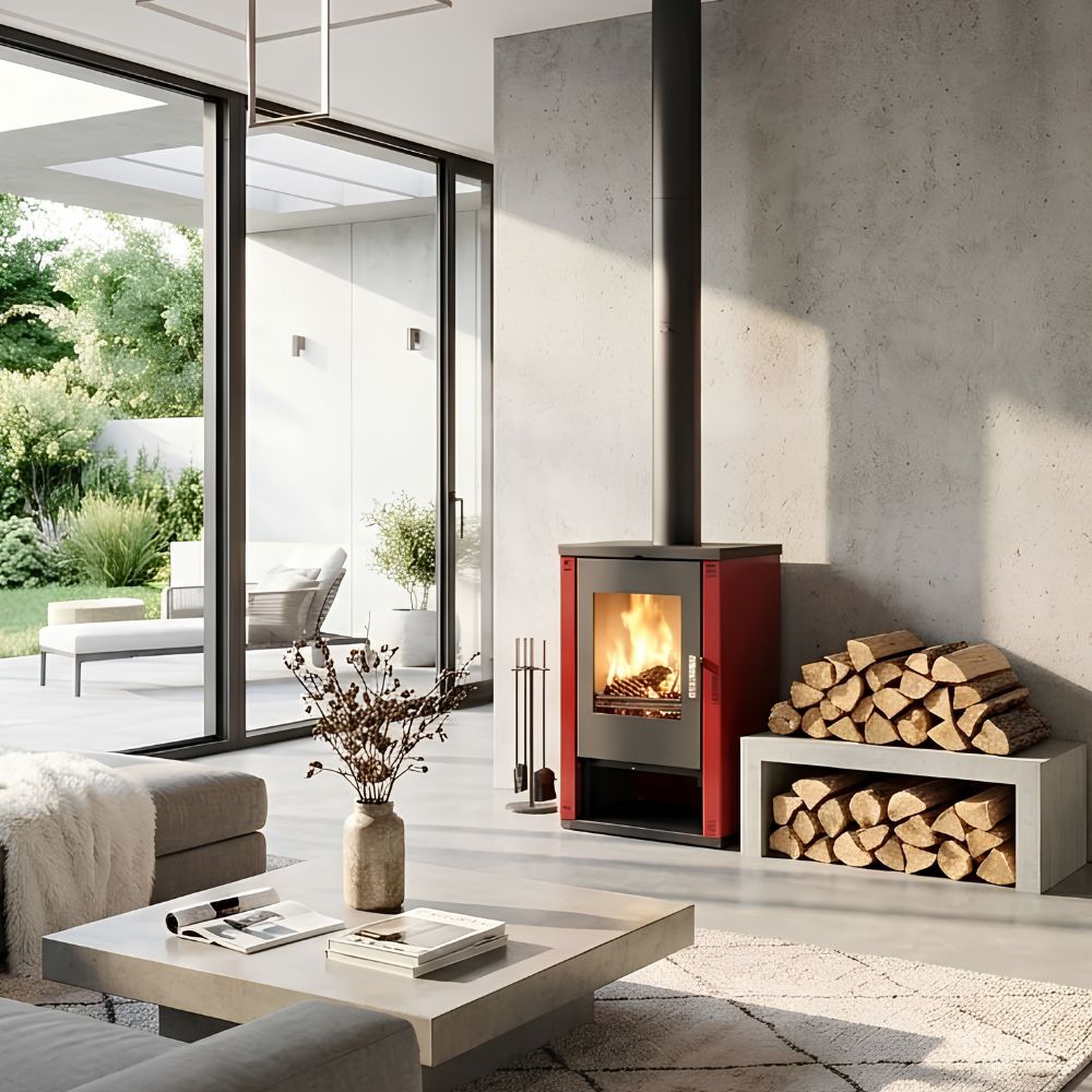 Kaminofen, Holzofen Verso Lheia Rot, Leistung 7.5 kW | Holzofen | Kaminofen |