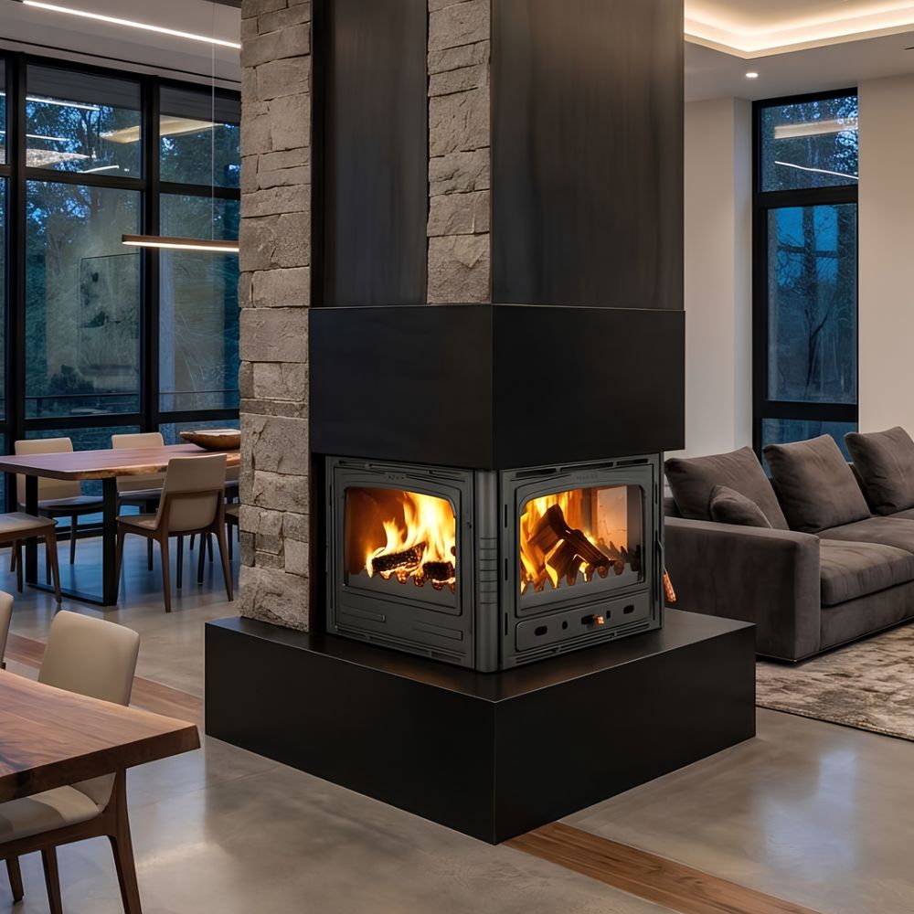 Kamineinsatz, Kamin Prity, Modell 3C, Leistung 16kW, Gusseisentür, Panoramablick | Kamin | Kamineinsatz |