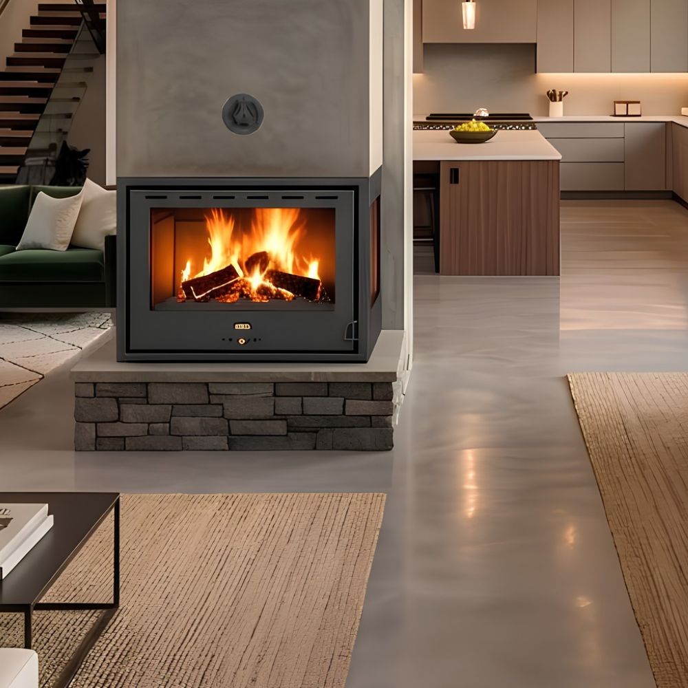 Kamineinsatz, Kamin Prity, Modell PS2, Rechts, Leistung 10.3kW, Eckplatzierung, Panoramablick | Kamin | Kamineinsatz |
