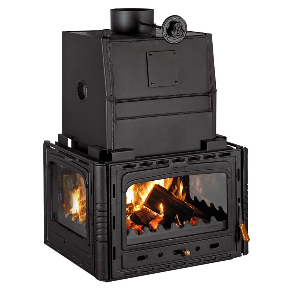 Wasserführender kamin Prity, Modell 3C W28, Leistung 33.2kW, Gusseisentür, Panoramablick | Kamin | Kamineinsatz |